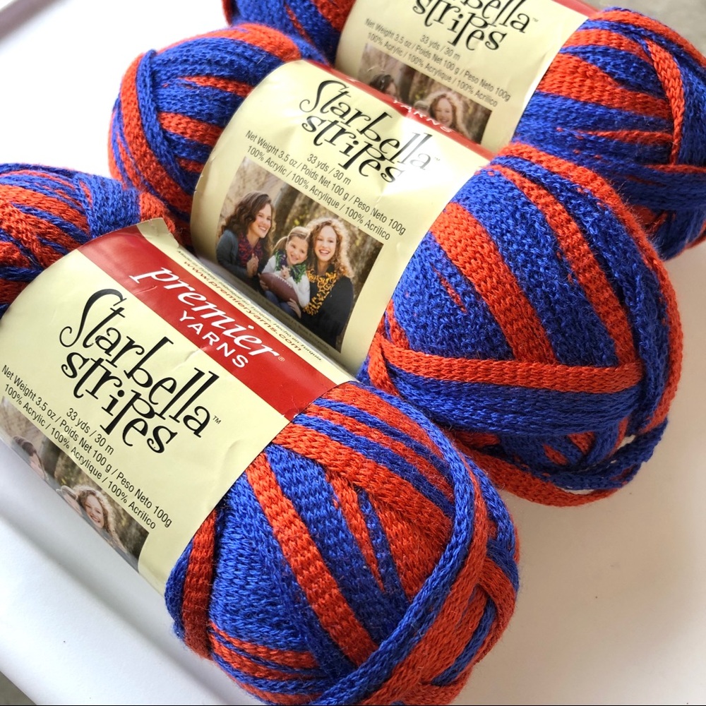 Premier Yarn, Starbella Stripe Red and Blue